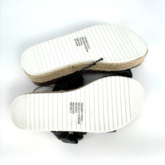 Torrid NWT Double Band Espadrille Platform Slide 8 WW Black, Tan White - Picture 3 of 6